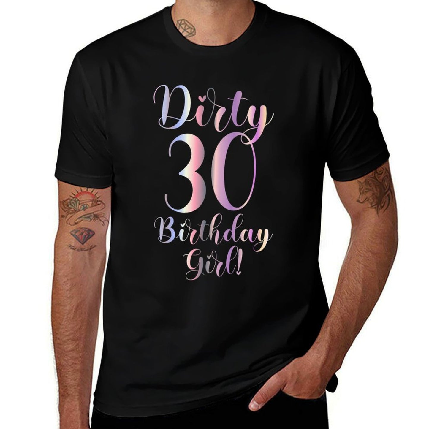 30th Birthday Gifts Women Dirty 30 Birthday Girl! Premium Ribbed Collar T-Shirt