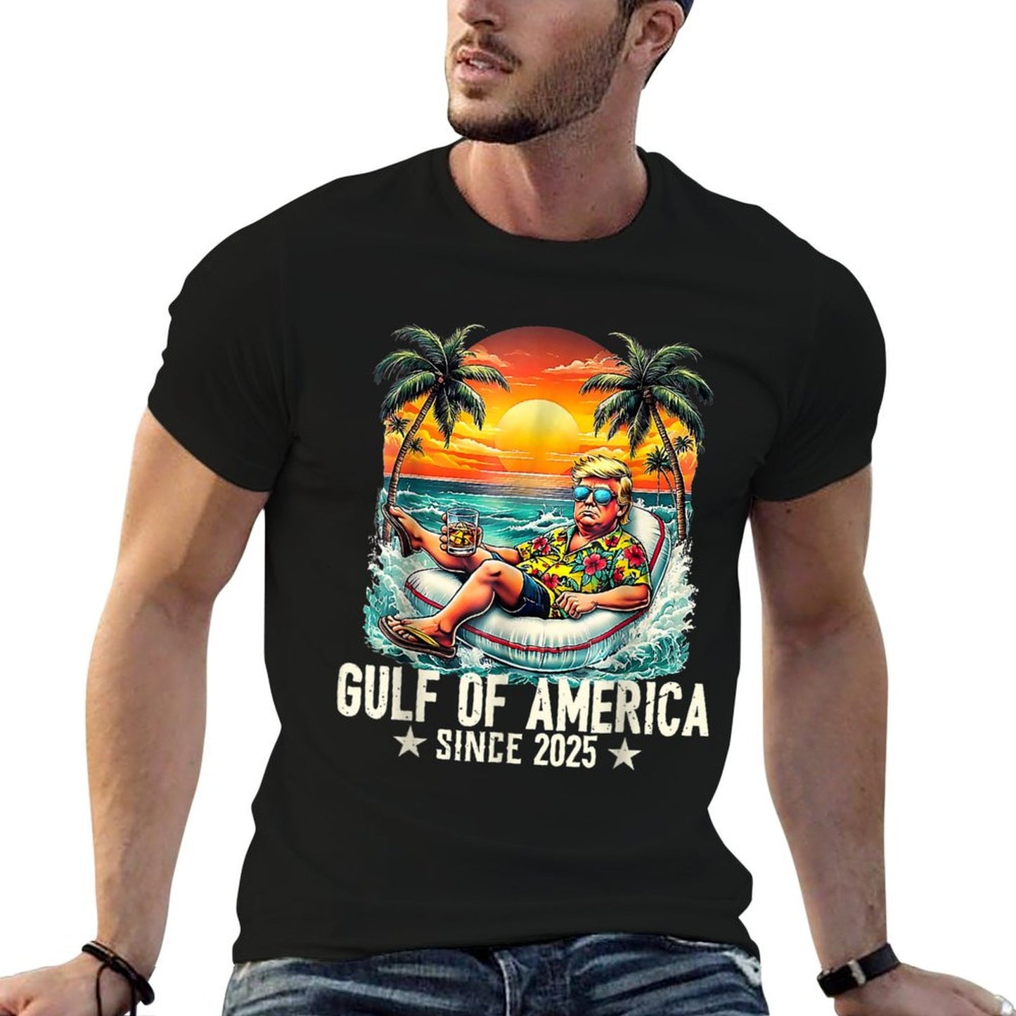 Gulf Of US America Est 2025 Retro Vintage Beach Graphic-printed T-Shirt