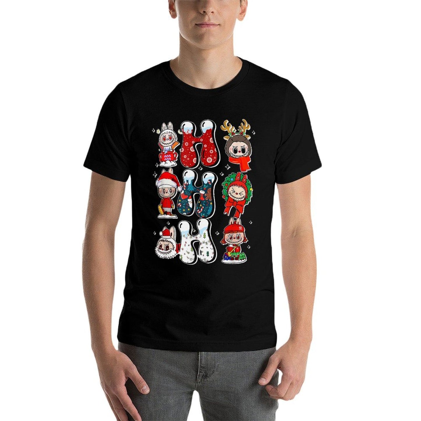Xmas Santa Labubu Lover Cute Labubu Christmas Eco-friendly Material T-Shirt