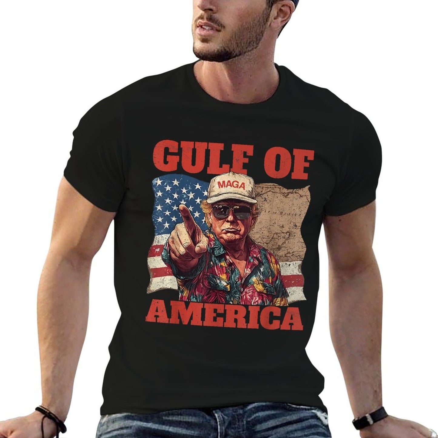 Gulf of USA America Funny USA Flag Lightweight T-Shirt