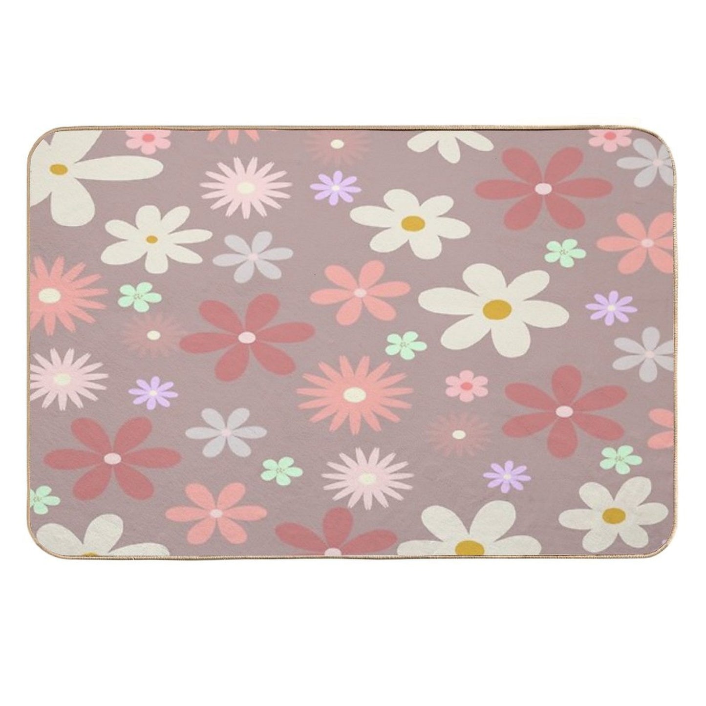 Small Unique Flower Pattern Repositionable Bath Mat
