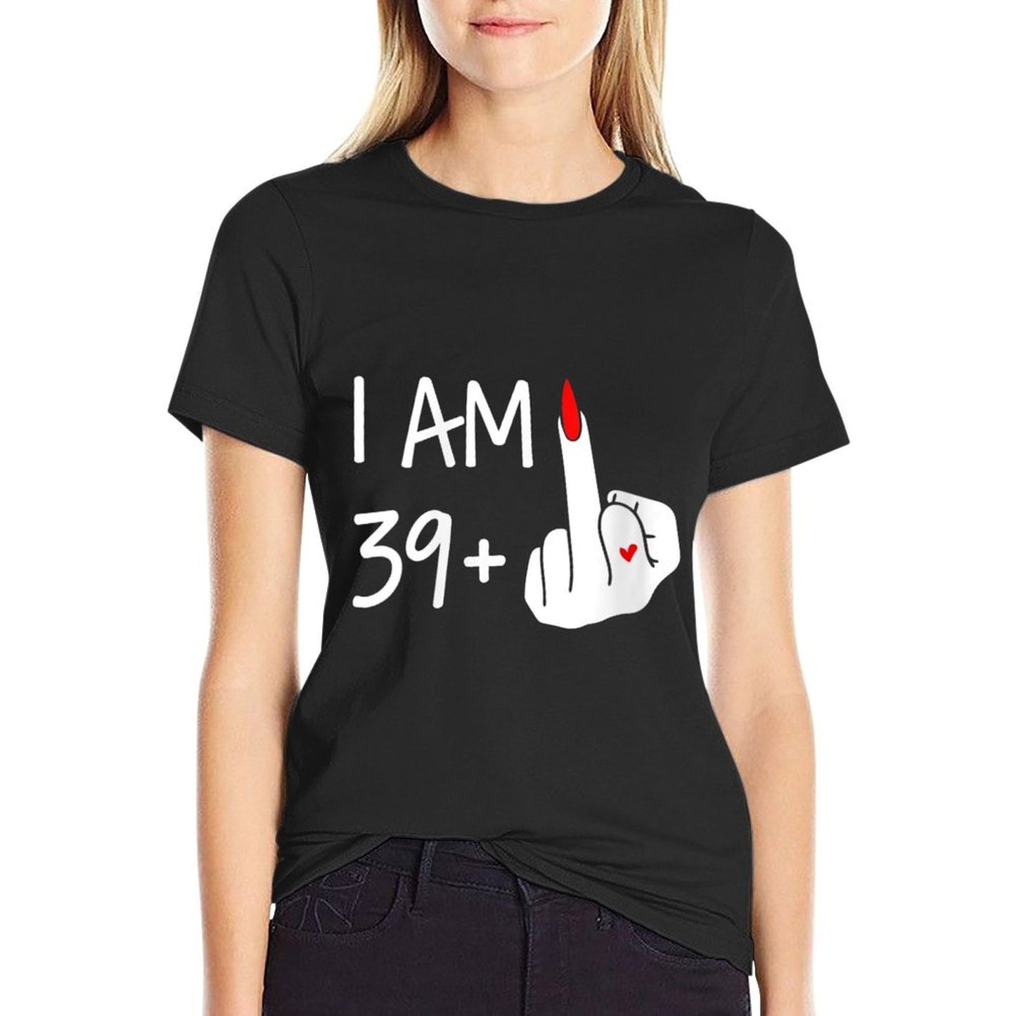 Womens I Am 39 Plus 1 Middle Finger 40th Birthday Women Mothers Day Heathered Texture T-Shirt