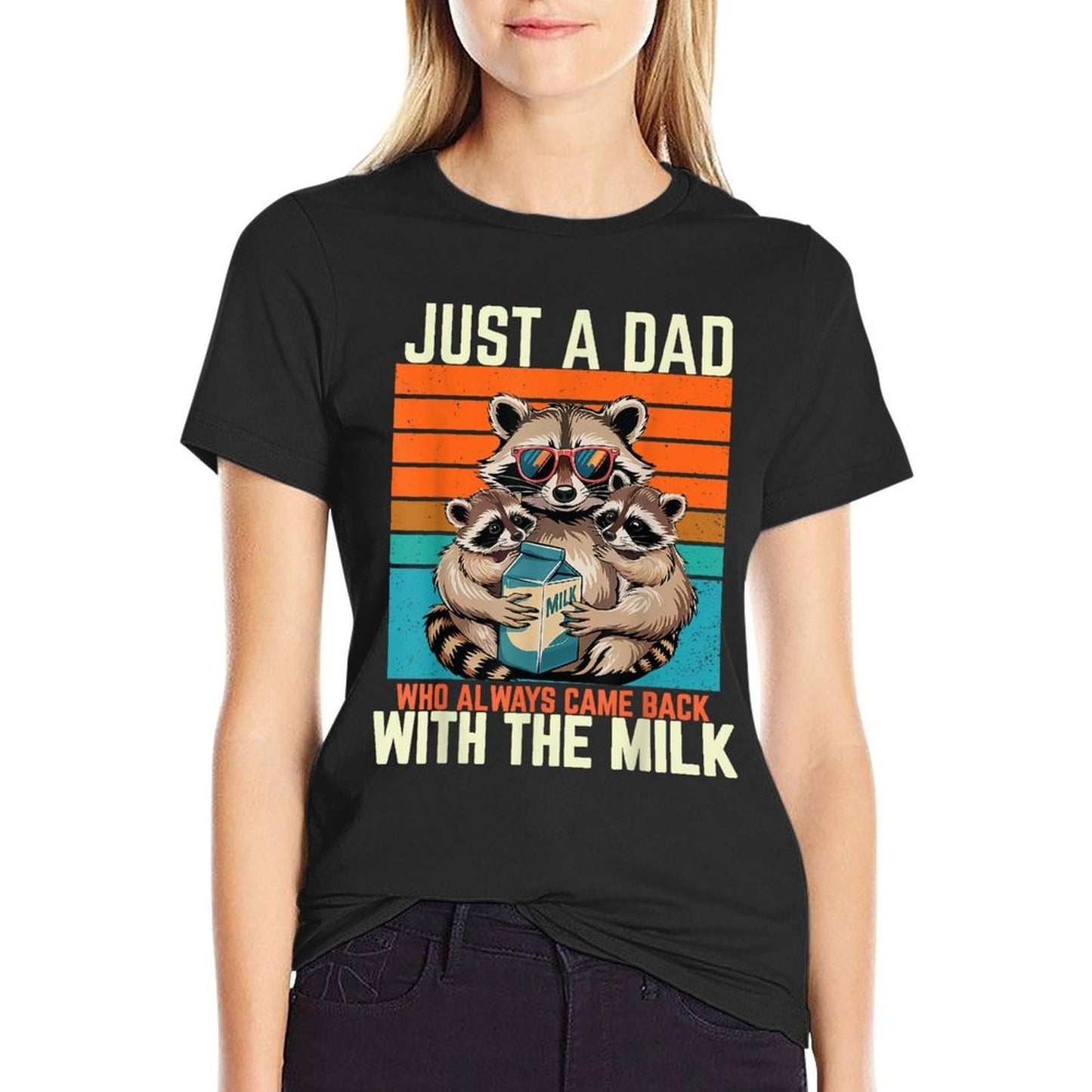 Just A Dad Who Always Came Back With Milk Oversized Silhouette T-Shirt