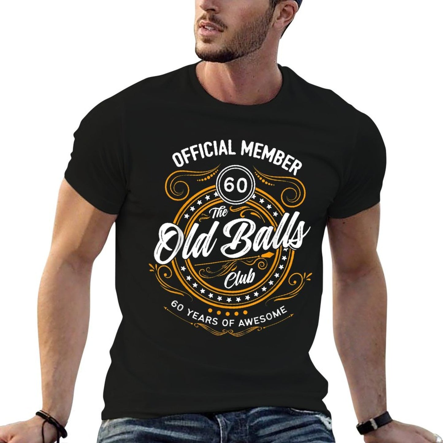 Old Balls Club 60 Years of Awesome Funny 60th Birthday Fade-proof Color T-Shirt