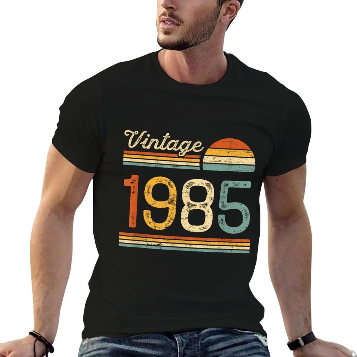 Vintage Born in 1985 Retro Birthday High-quality Stitching T-Shirt