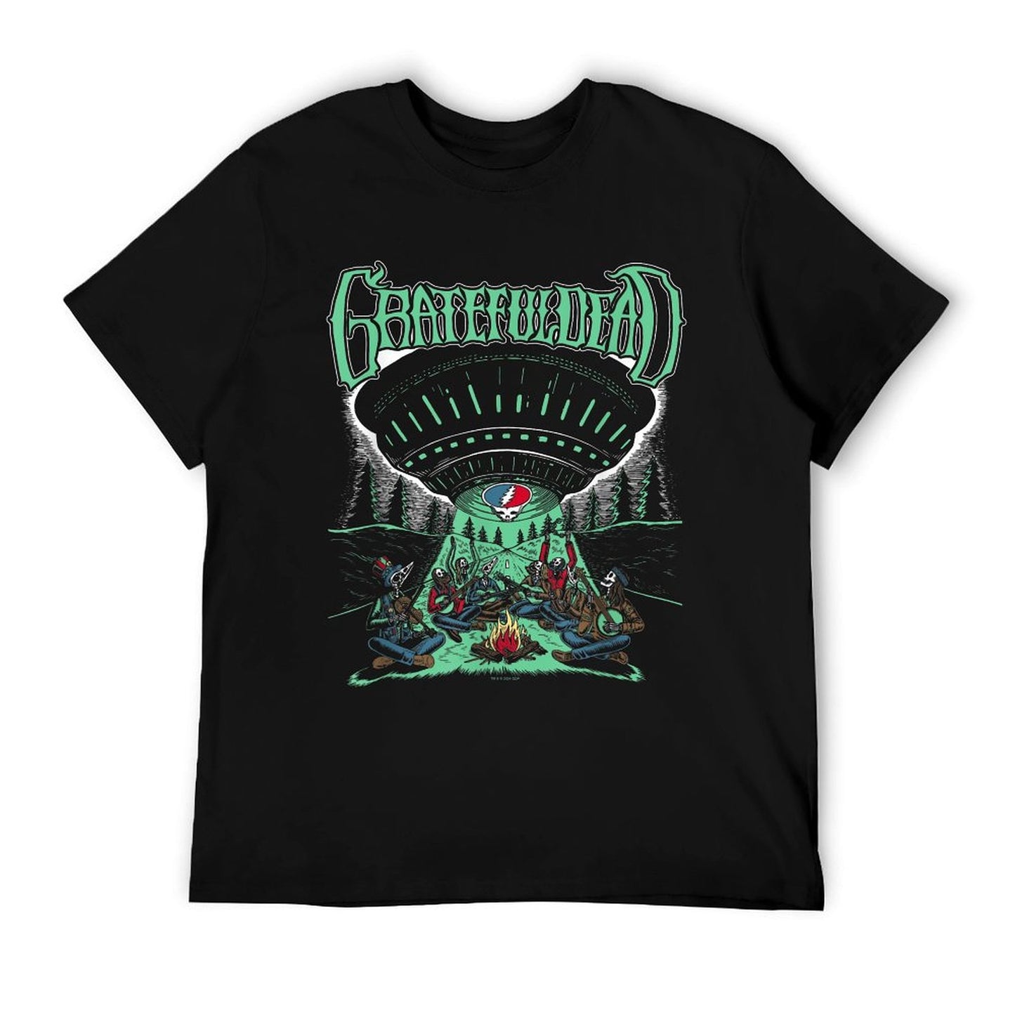Grateful Dead Skeletons And Aliens Camping Band Durable T-Shirt