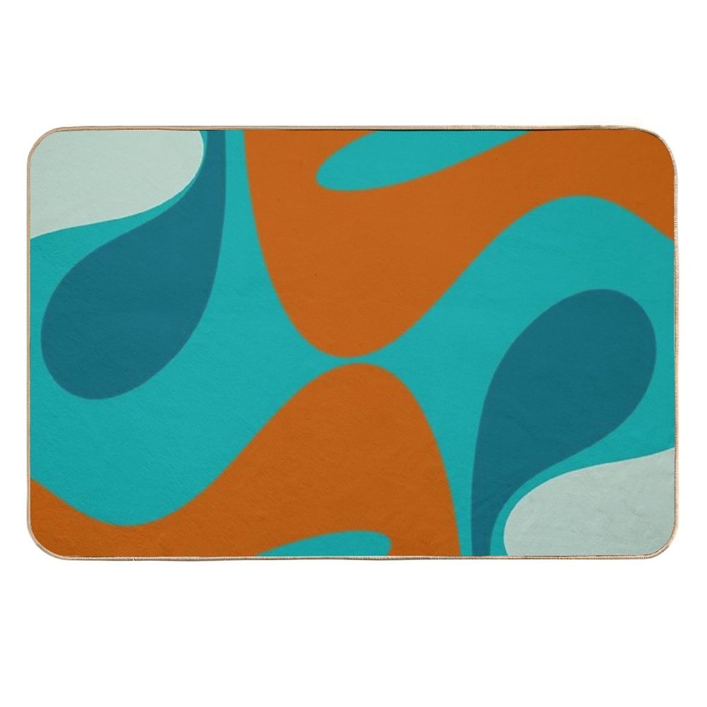 Groove Trip Teal Orange Turquoise Abstract Pattern Toxin-Free Bath Mat