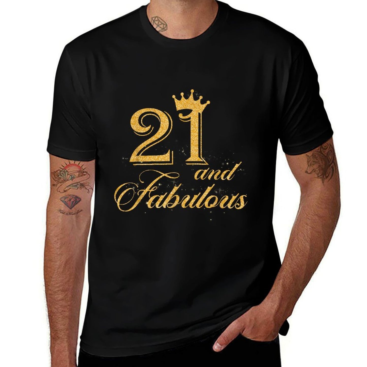 21 And Fabulous Shirt 21st Birthday Ribbed Collar T-Shirt