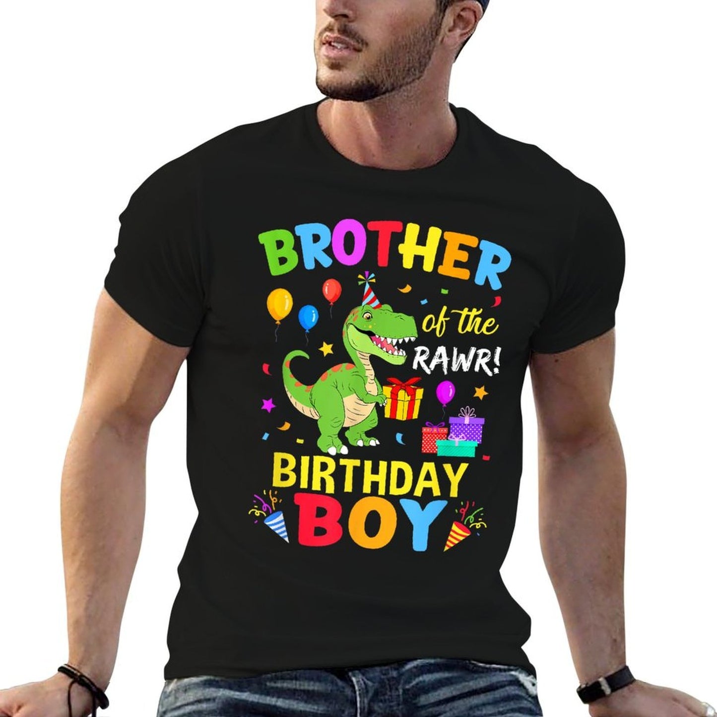 Brother Of The Birthday Boy T-Rex Funny Dinosaur Boy Party Lightweight T-Shirt