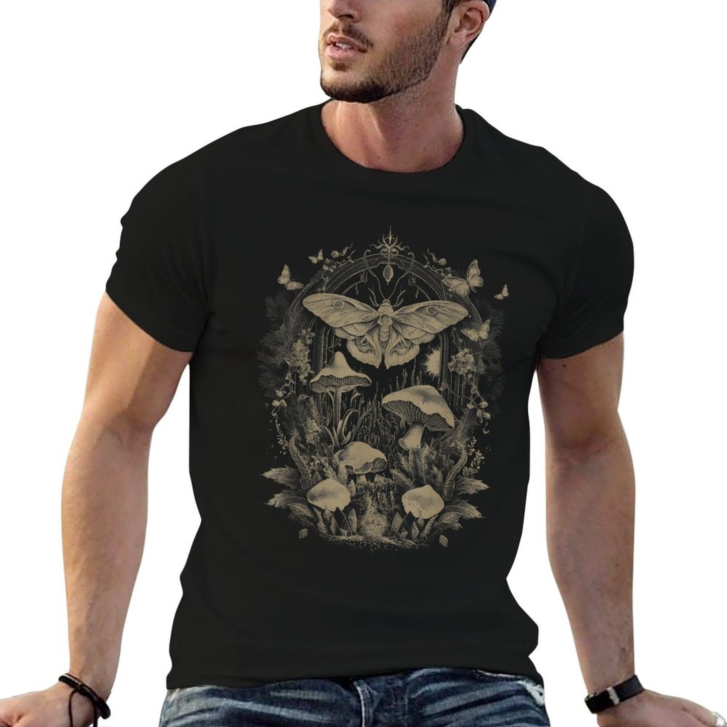 Butterfly Grunge Fairycore Therian Clothing Cute Moth Aesthetic Floral for Women & Girls, Unisex-Adults & Kids, Brown, S Durable T-Shirt