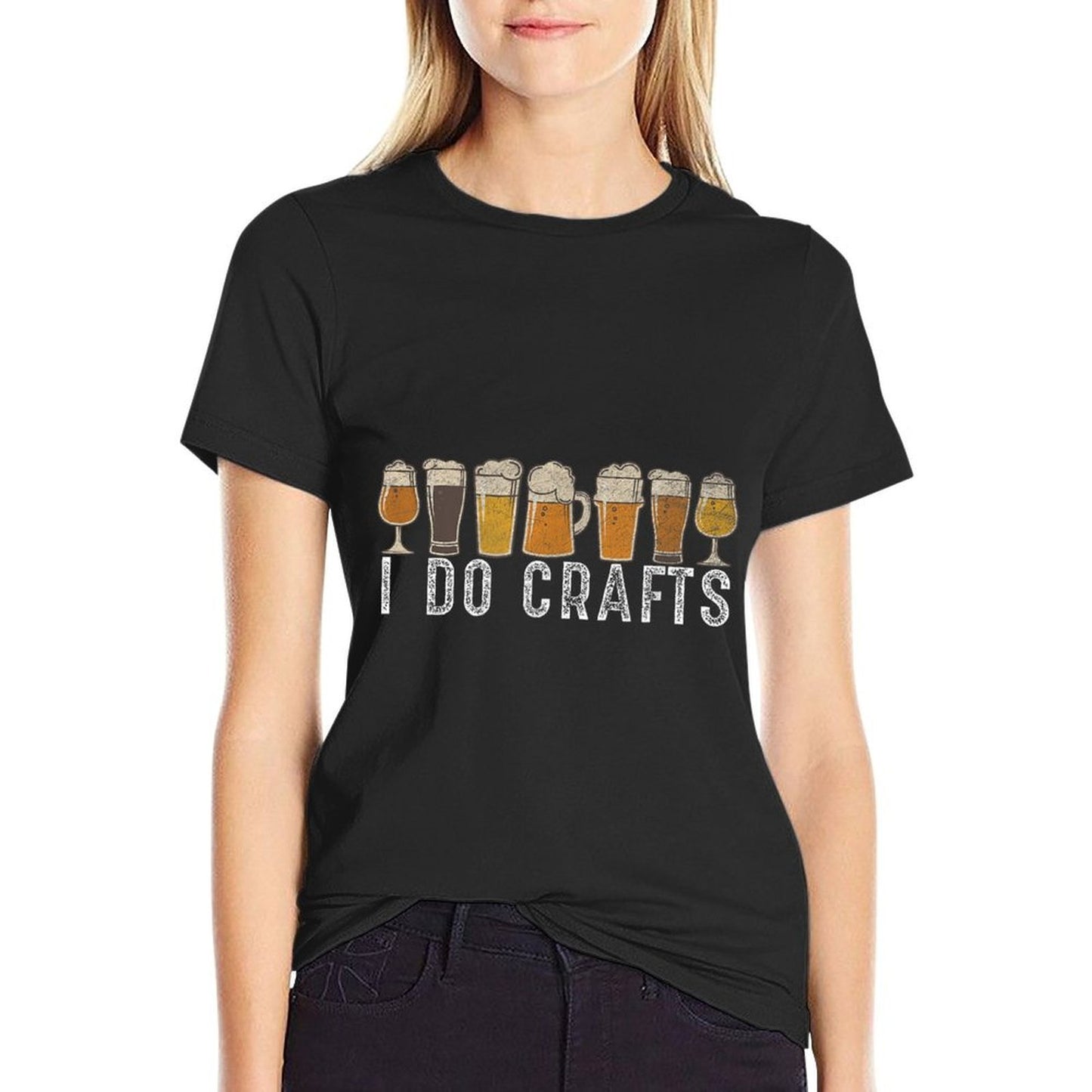 Craft Beer Vintage I Do Crafts Home Brew Art Ribbed Collar T-Shirt