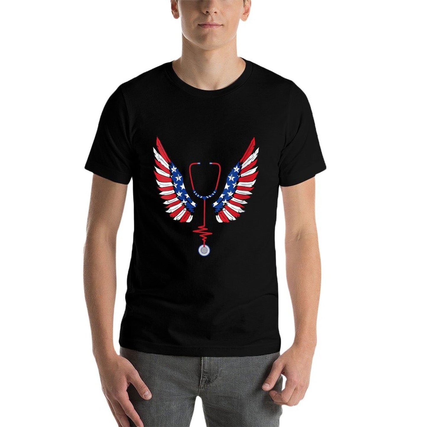Womens Nurse American 4th Of July Wings Patriotic RN Nursing Slim-fit Cut T-Shirt