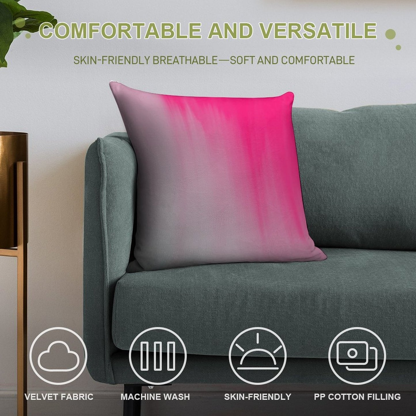 SIN Soft Short Plush Fabric Throw Pillow