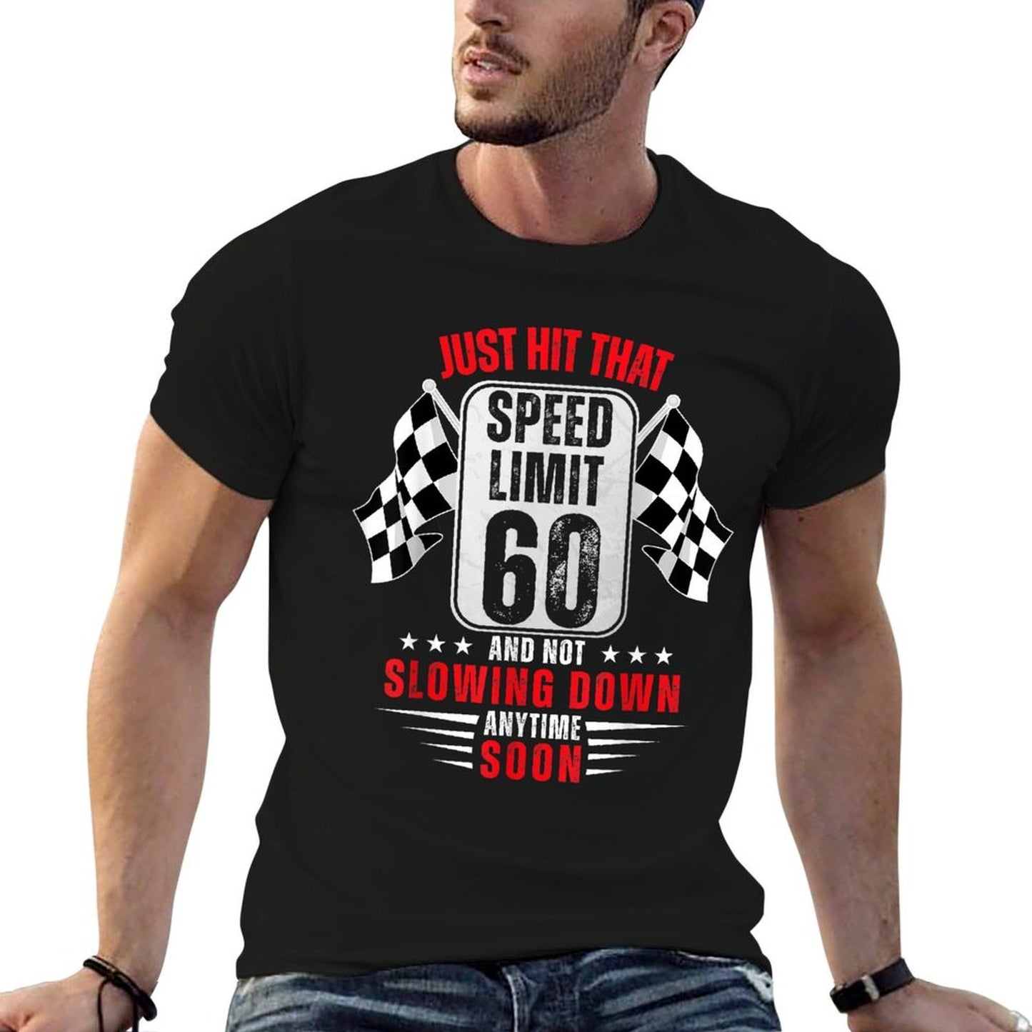 60th Birthday Speed Limit Sign 60 Years Old Funny Racing Vintage-inspired T-Shirt