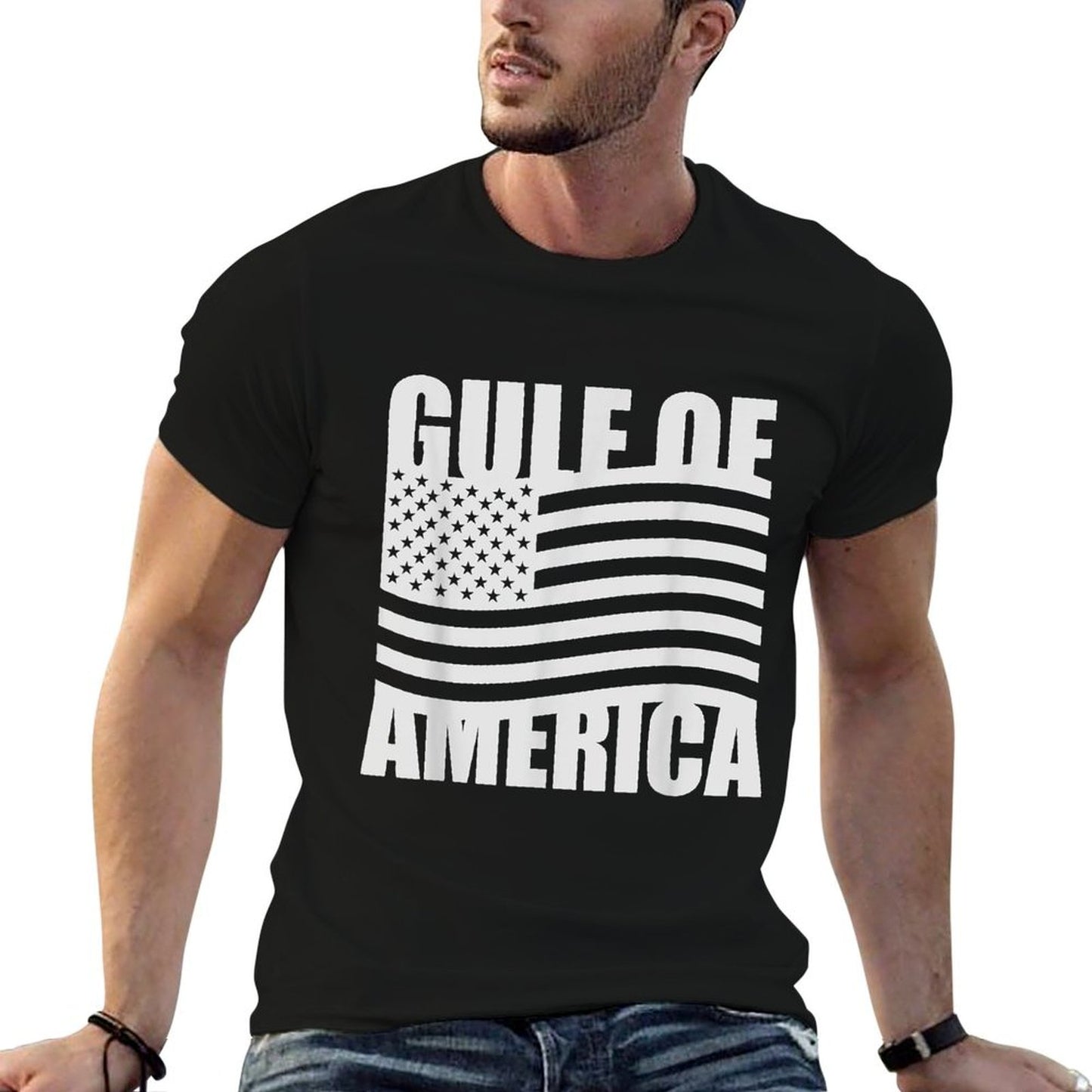 Gulf of USA America Funny USA Flag Summer-ready Fabric T-Shirt