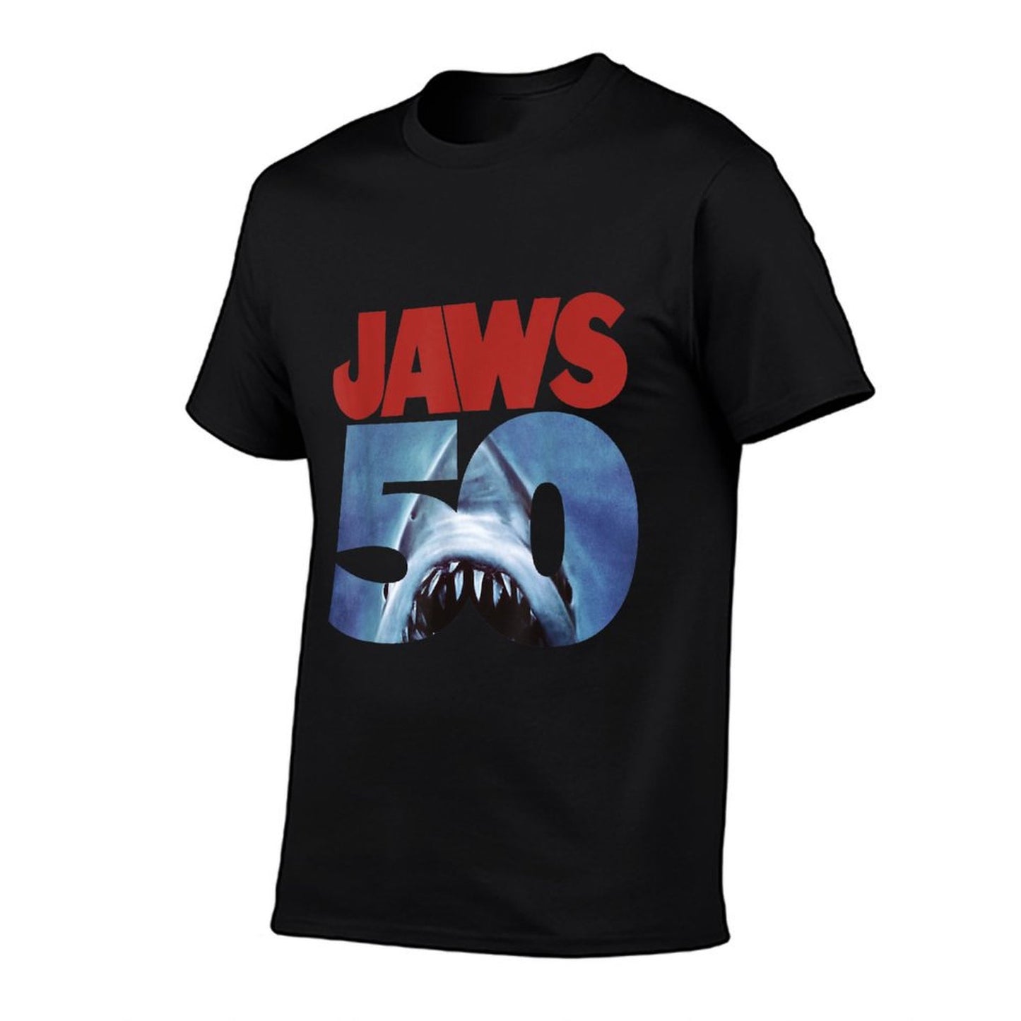 Jaws 50th Anniversary Logo Front & Back Fade-proof Color T-Shirt