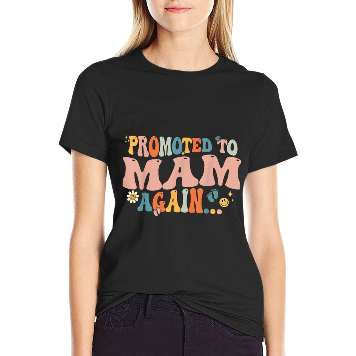 Groovy Promoted to Mam Again Fathers Day Cotton T-Shirt