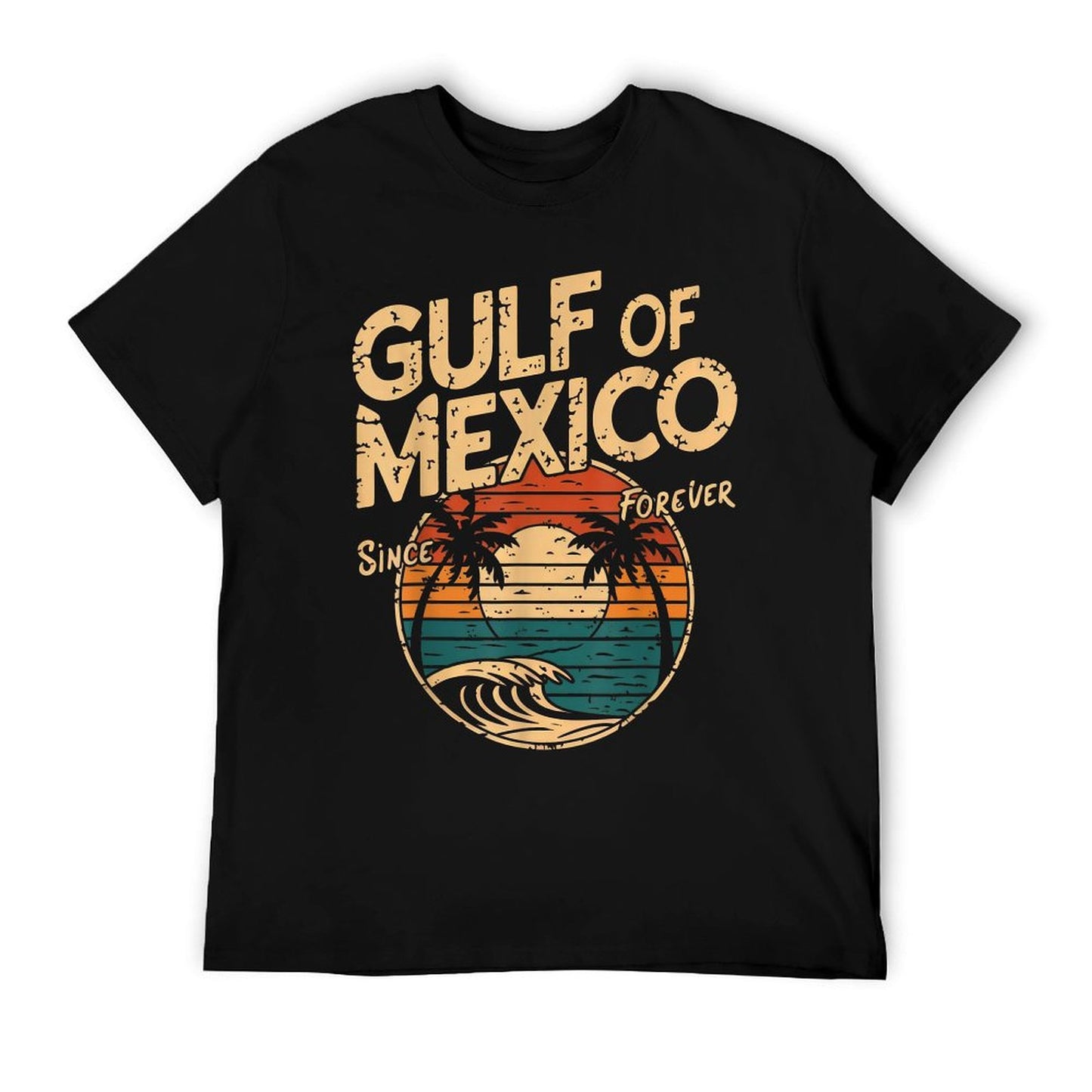 Gulf of USA America Funny Gulf of Mexico Flag Map Wrinkle-resistant T-Shirt