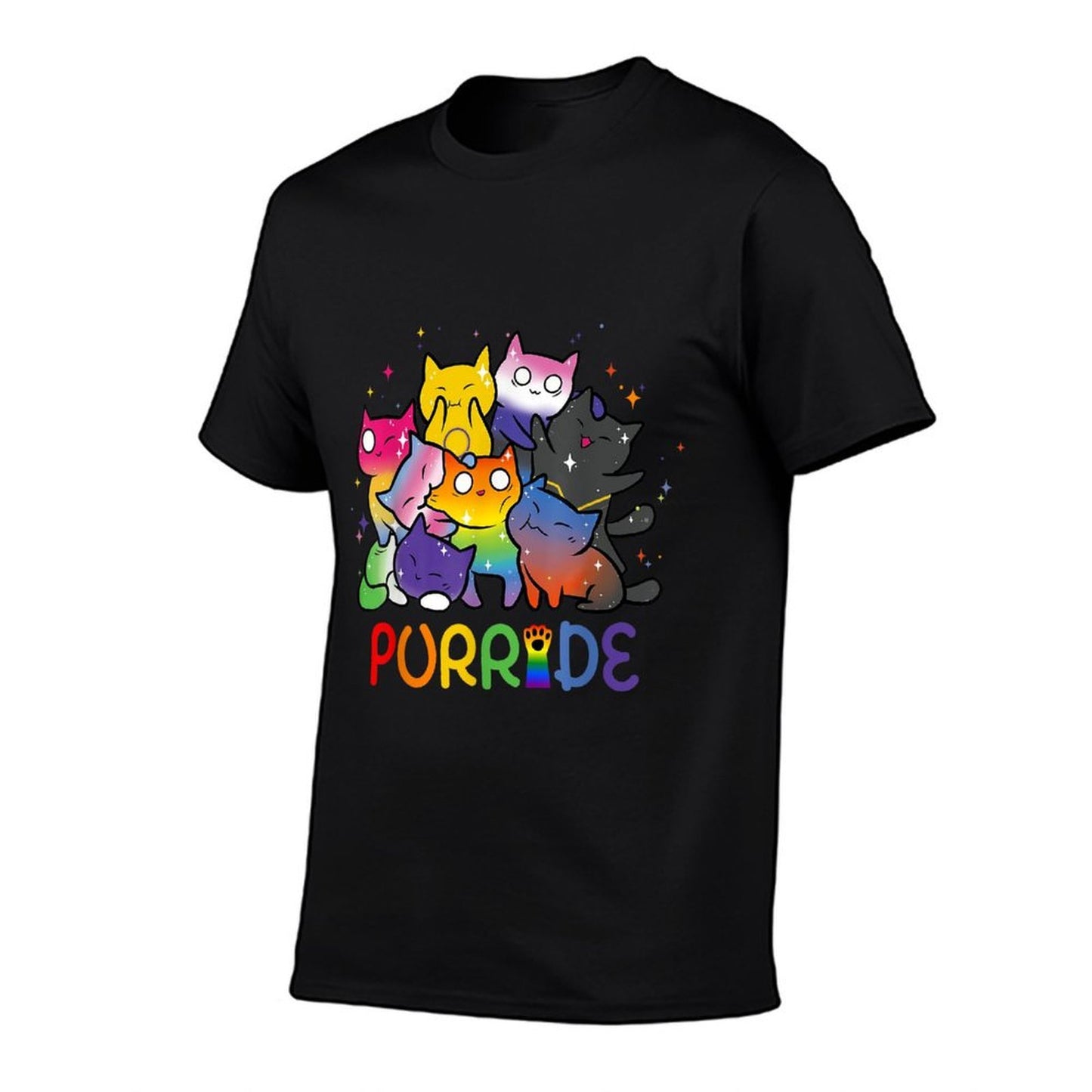 Purride Cat Pride Ally LGBT Rainbow Animal Lovers Women Kids Summer-ready Fabric T-Shirt