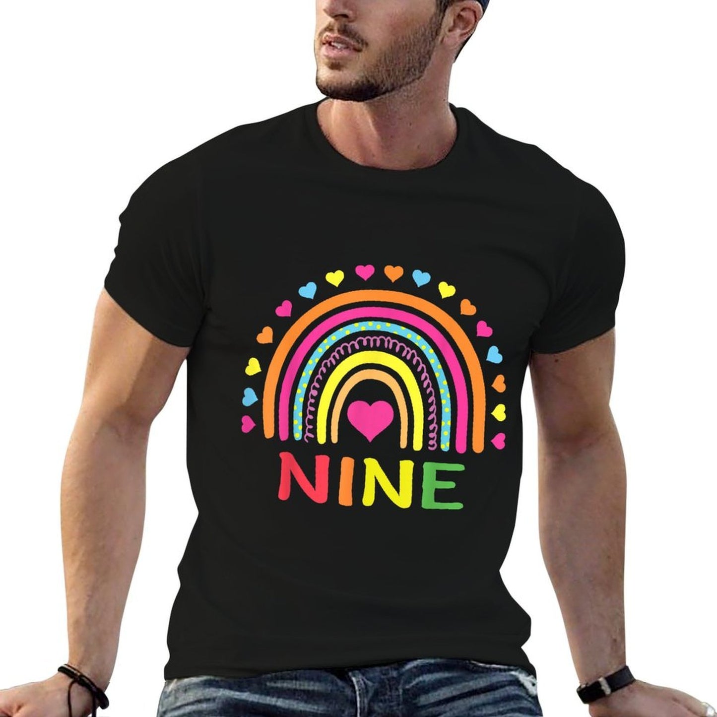 9 Years Old Rainbow 9th Birthday Gift For Girls Boys Kids Odor-resistant T-Shirt