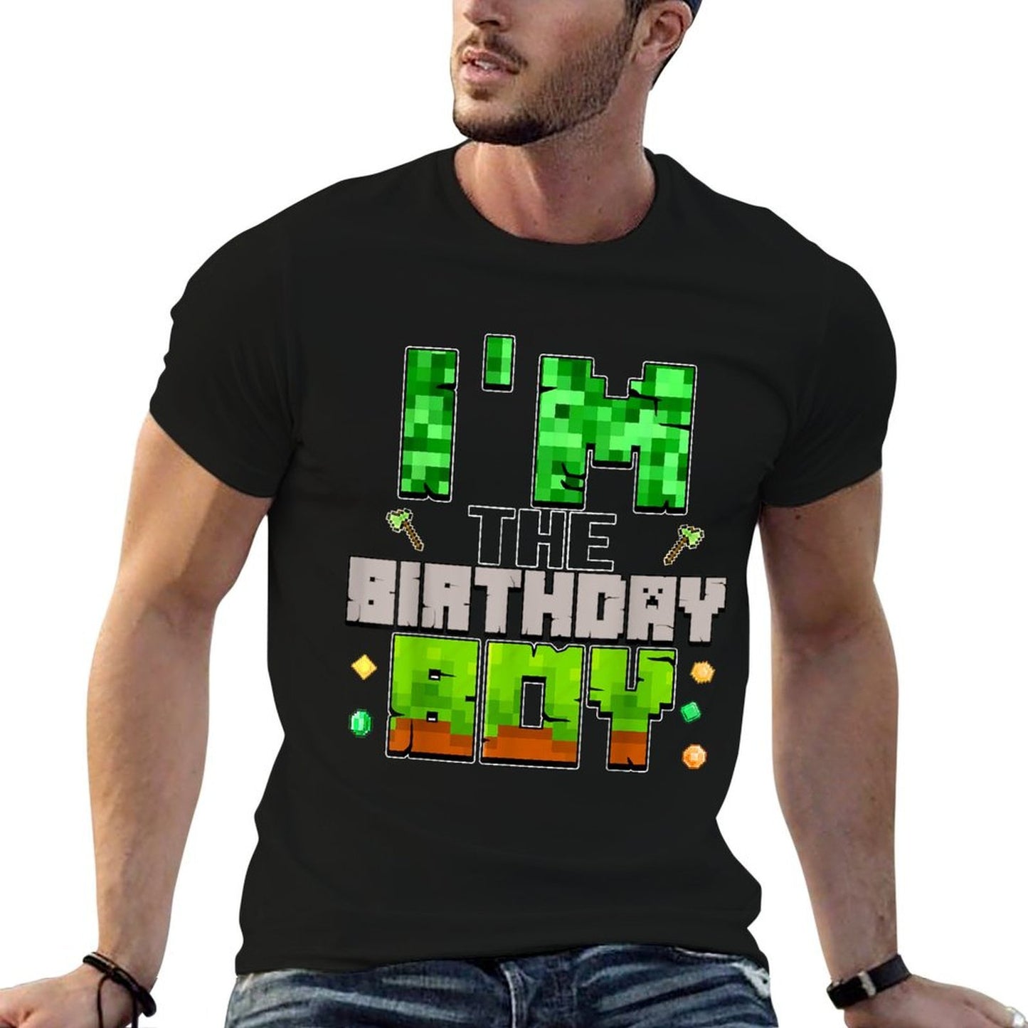 I'm The Birthday Boy Party Video Gamer Pixel Number Eco-friendly Material T-Shirt