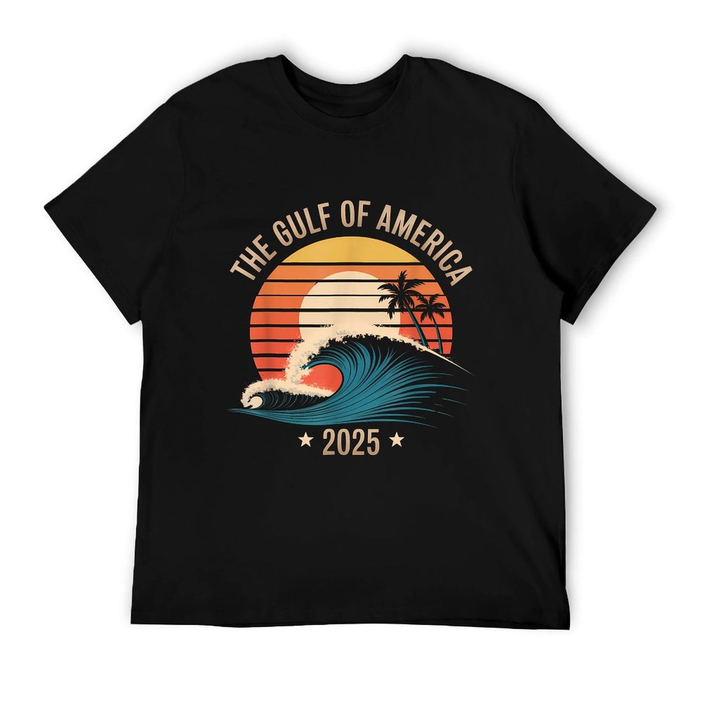 Gulf Of US America Vintage Sunset Flag Retro 2025 Durable T-Shirt
