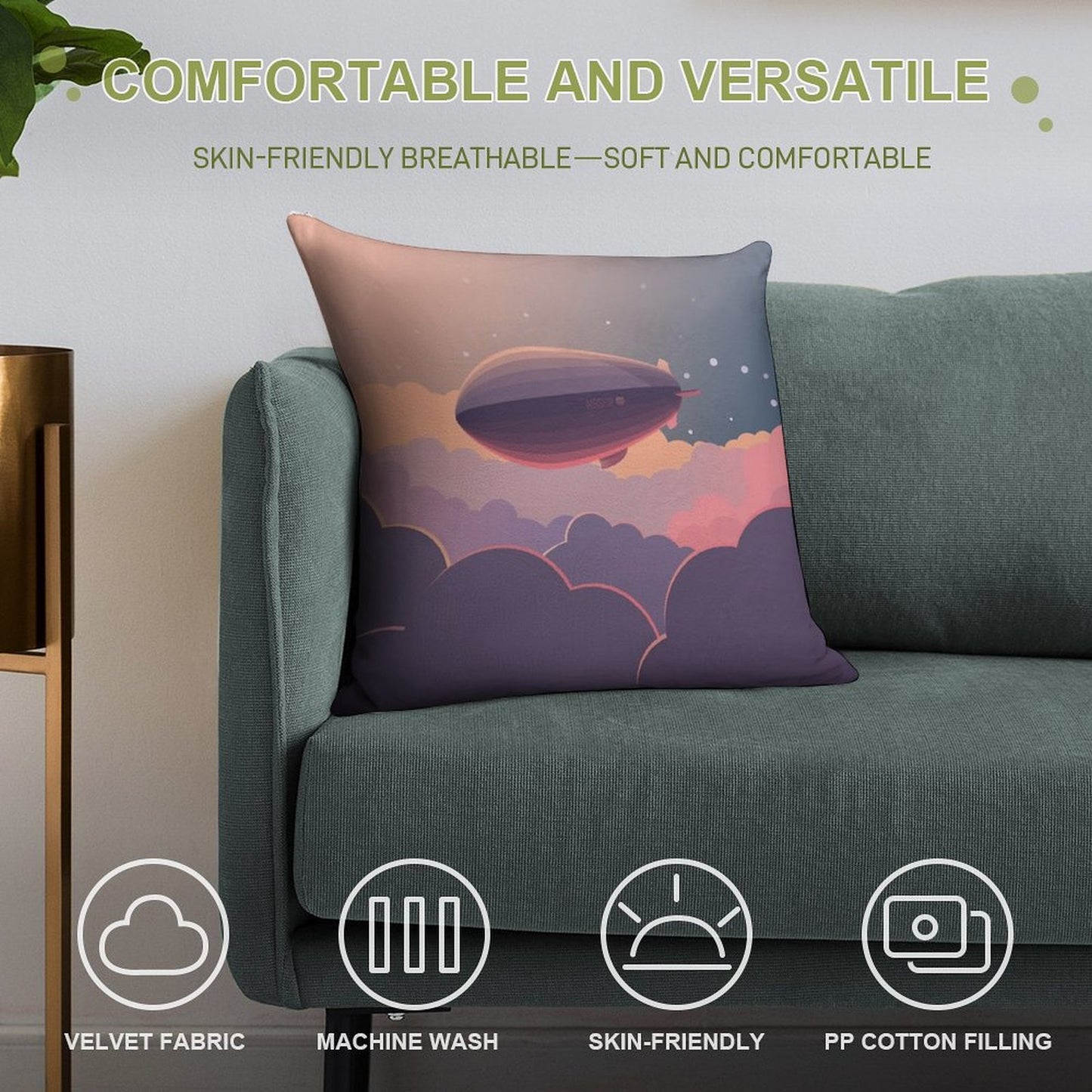 Airship Soft Skin-Friendly Throw Pillow