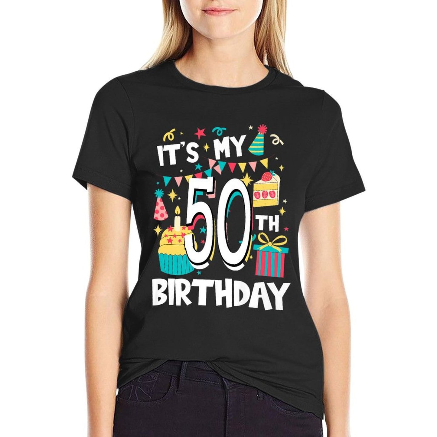 It's My 50th Birthday Cute Sweets Cake Sweetmeat Matching Premium Easy-care T-Shirt