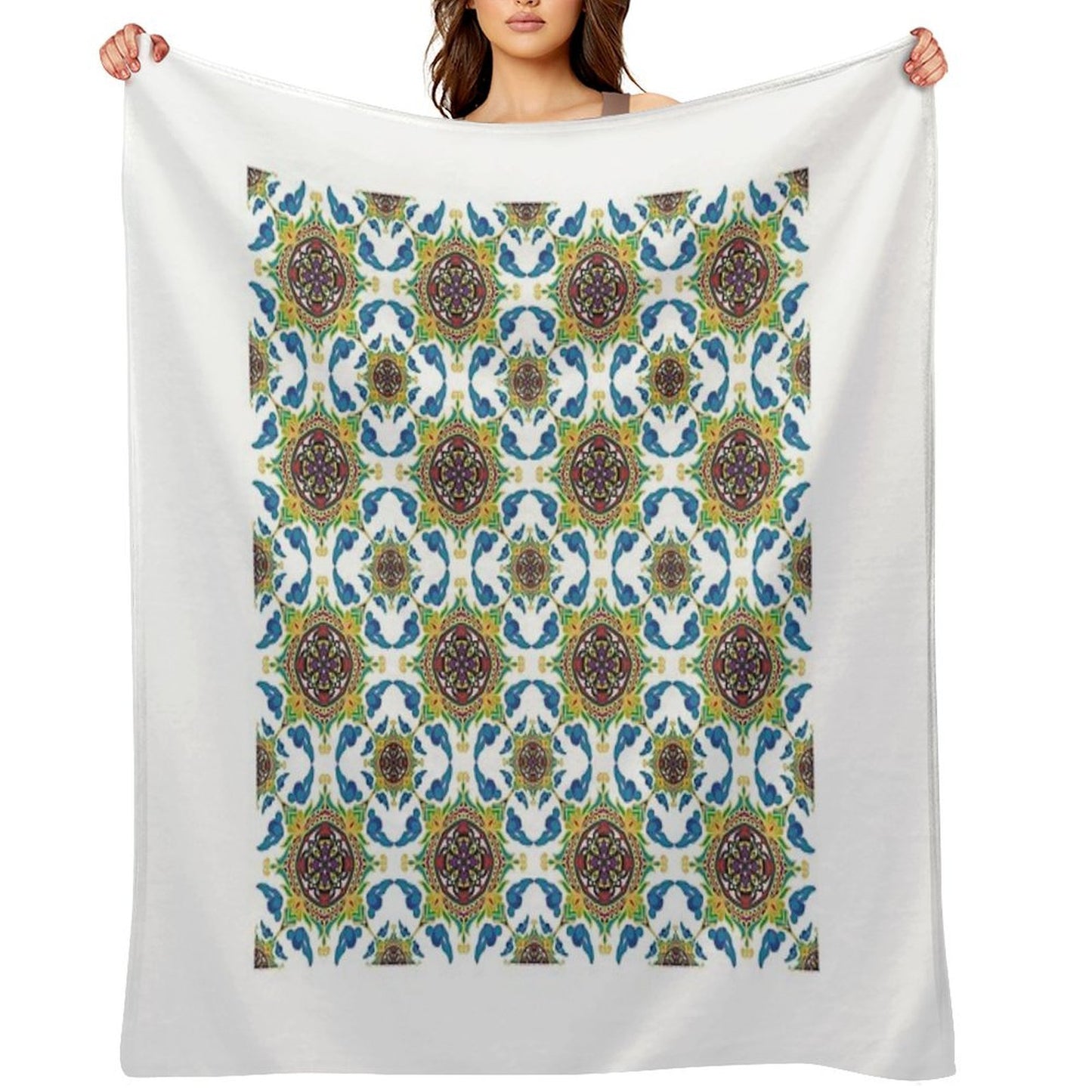 Traditional Geometric Mandala Textile Design Compact Throw Blanket