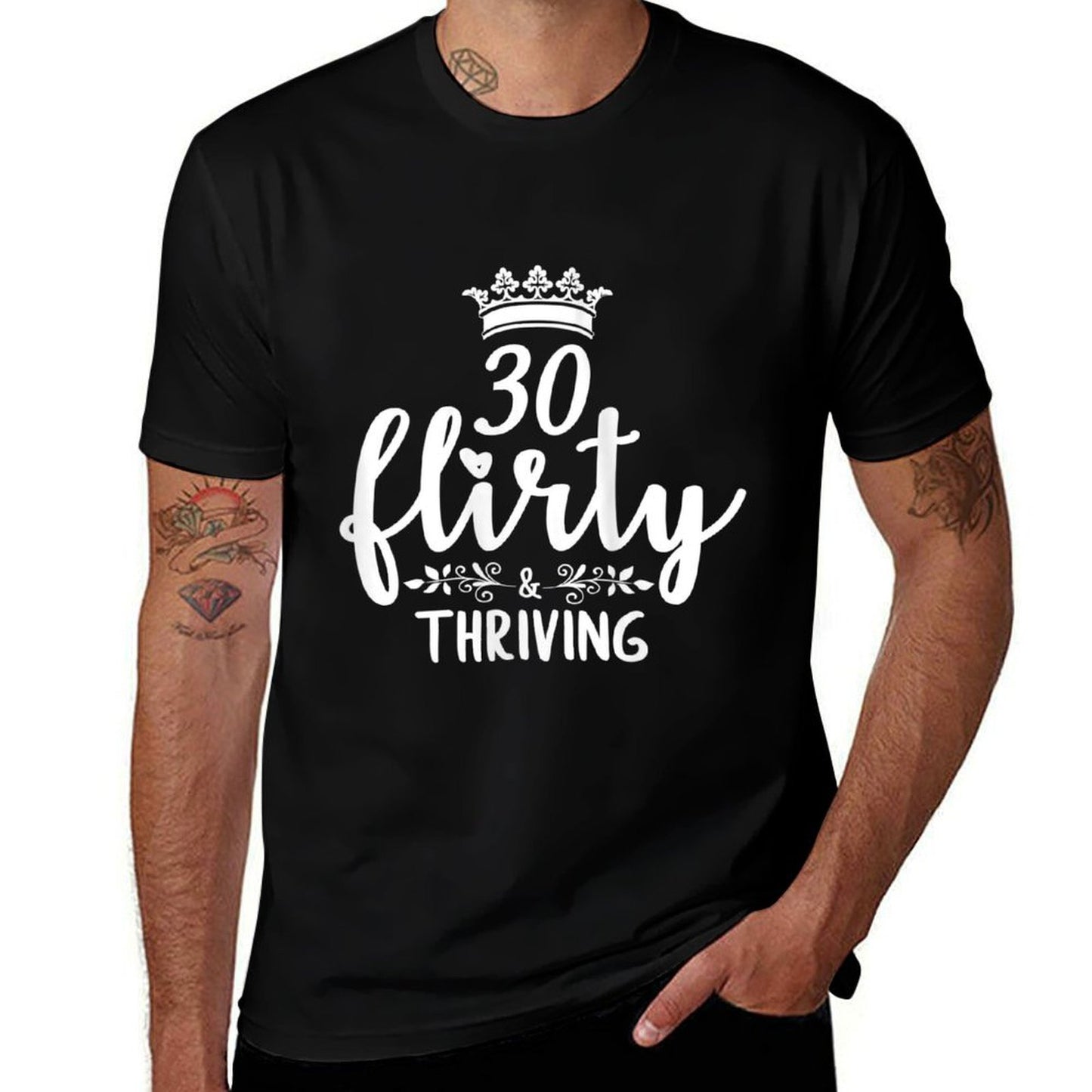 Womens 30 Thirty Flirty & Thriving 30th Birthday for Her Moisture-wicking T-Shirt