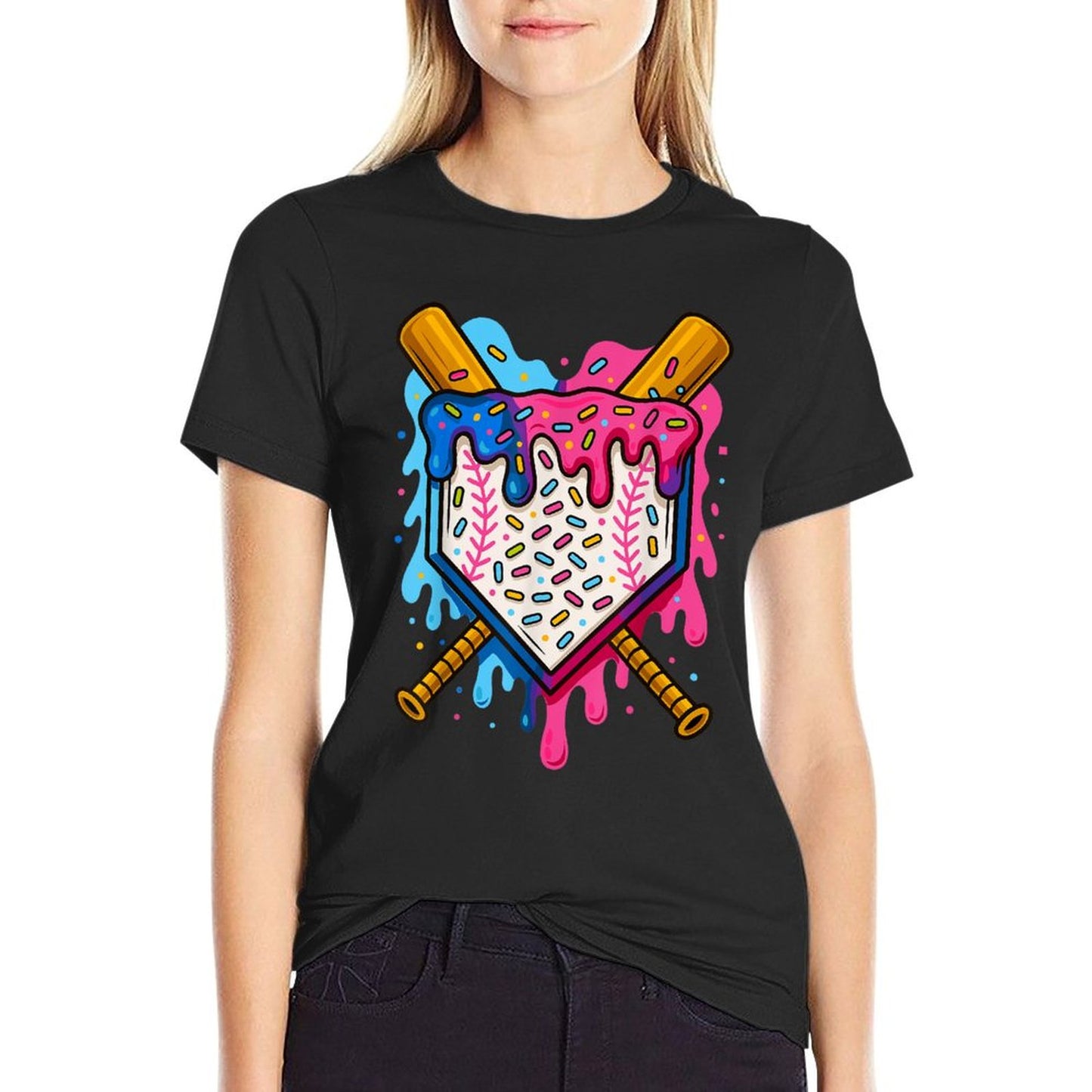 Baseball Boys Ice Cream Drip Baseball Eco-friendly Material T-Shirt