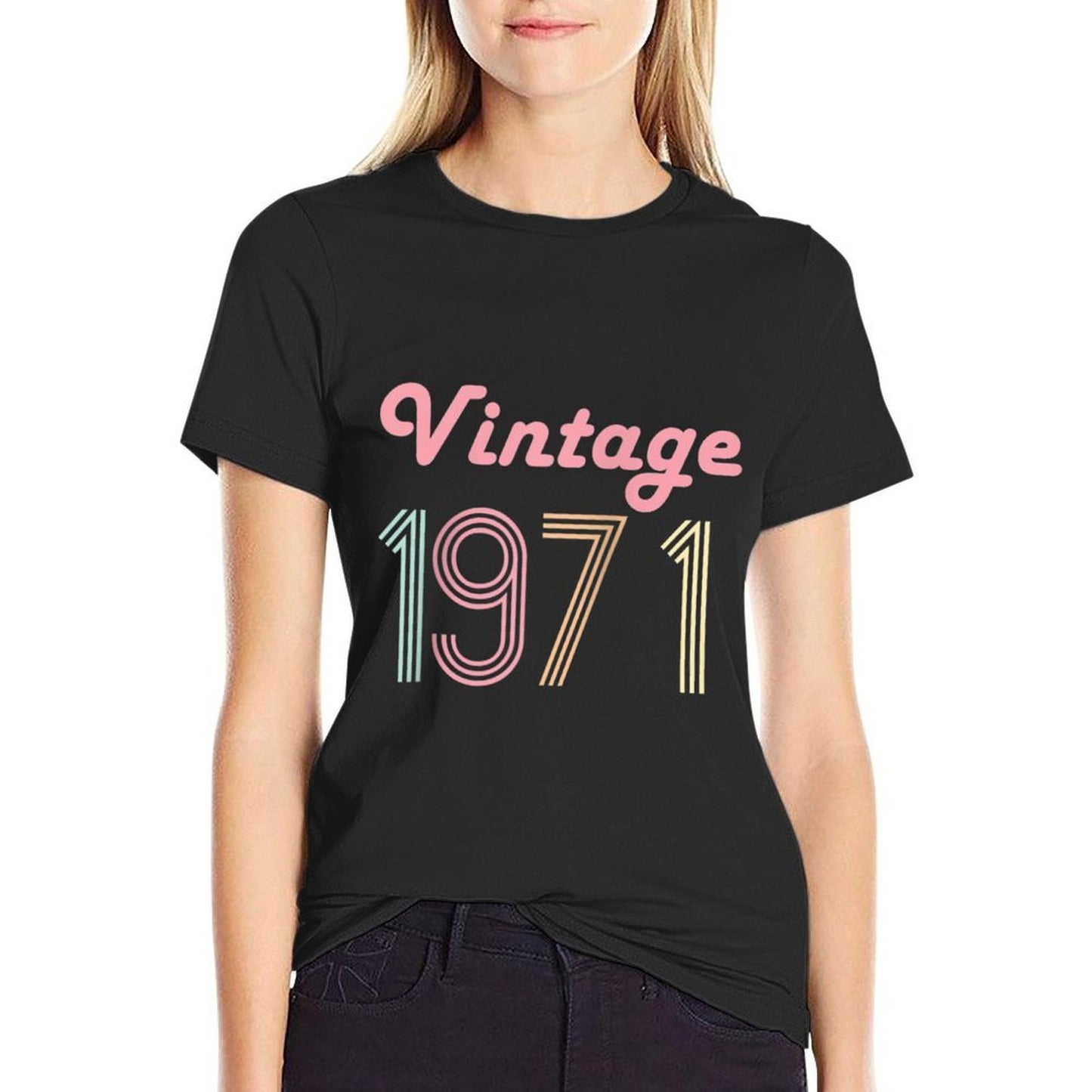 50th Birthday Gift for Her 50 Year Old Women Vintage 1971 Raglan Baseball Slim-fit Cut T-Shirt