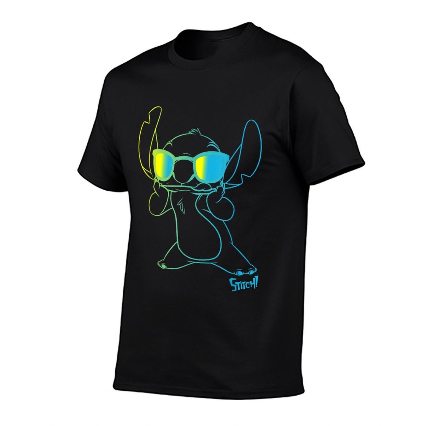 Lilo & Stitch Cool Stitch Neon Outline Chest Portrait Wrinkle-resistant T-Shirt
