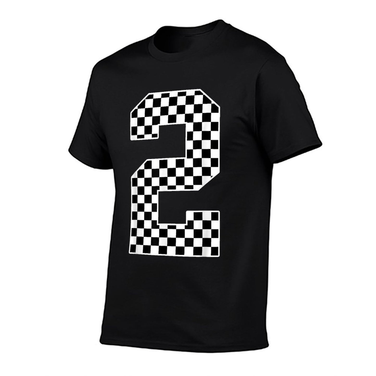 2nd Birthday Race Car Two 2 Year Old Checkered Lightweight T-Shirt