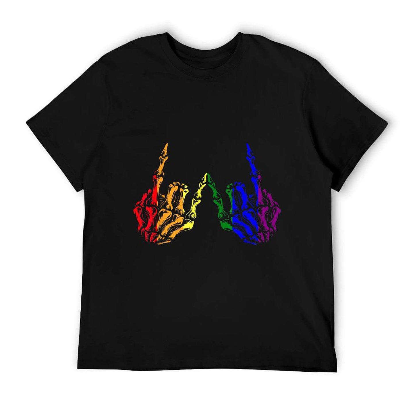 Skeleton Rock Hand LGBT-Q Cool Rainbow Gay Pride Ally Heathered Texture T-Shirt