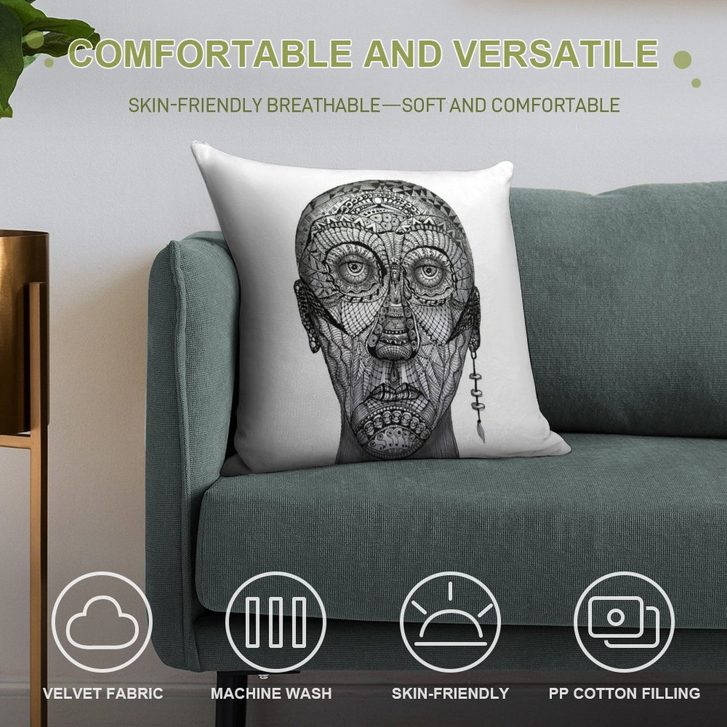 Tattoo Man Soft Multiple Sizes Throw Pillow