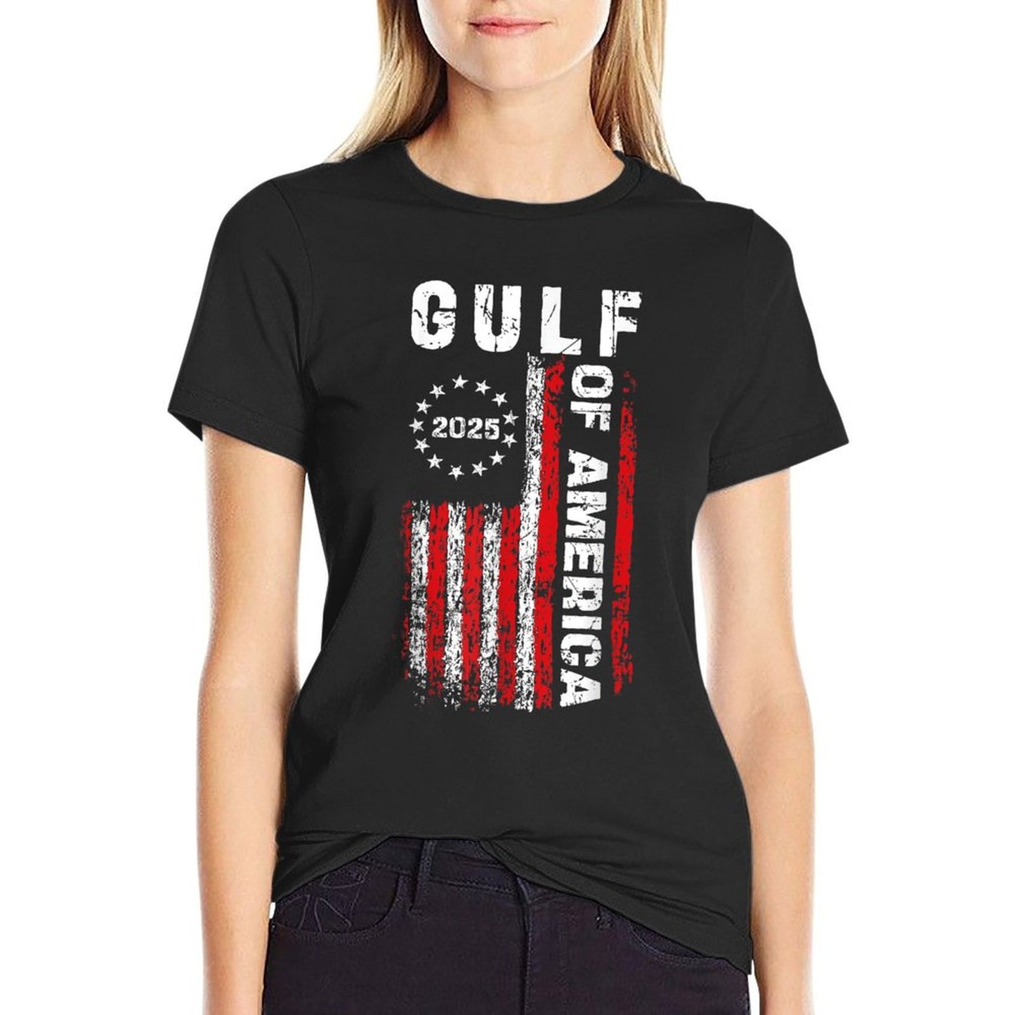 Gulf of USA America Funny USA Flag Wrinkle-resistant T-Shirt