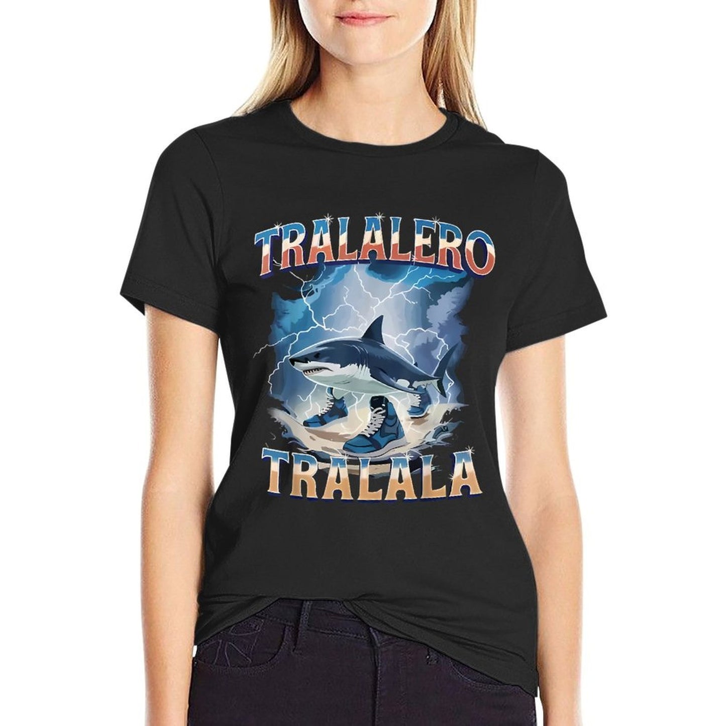 Tralalero Tralala Funny Shark Italian Brainrot Meme Graphic-printed T-Shirt