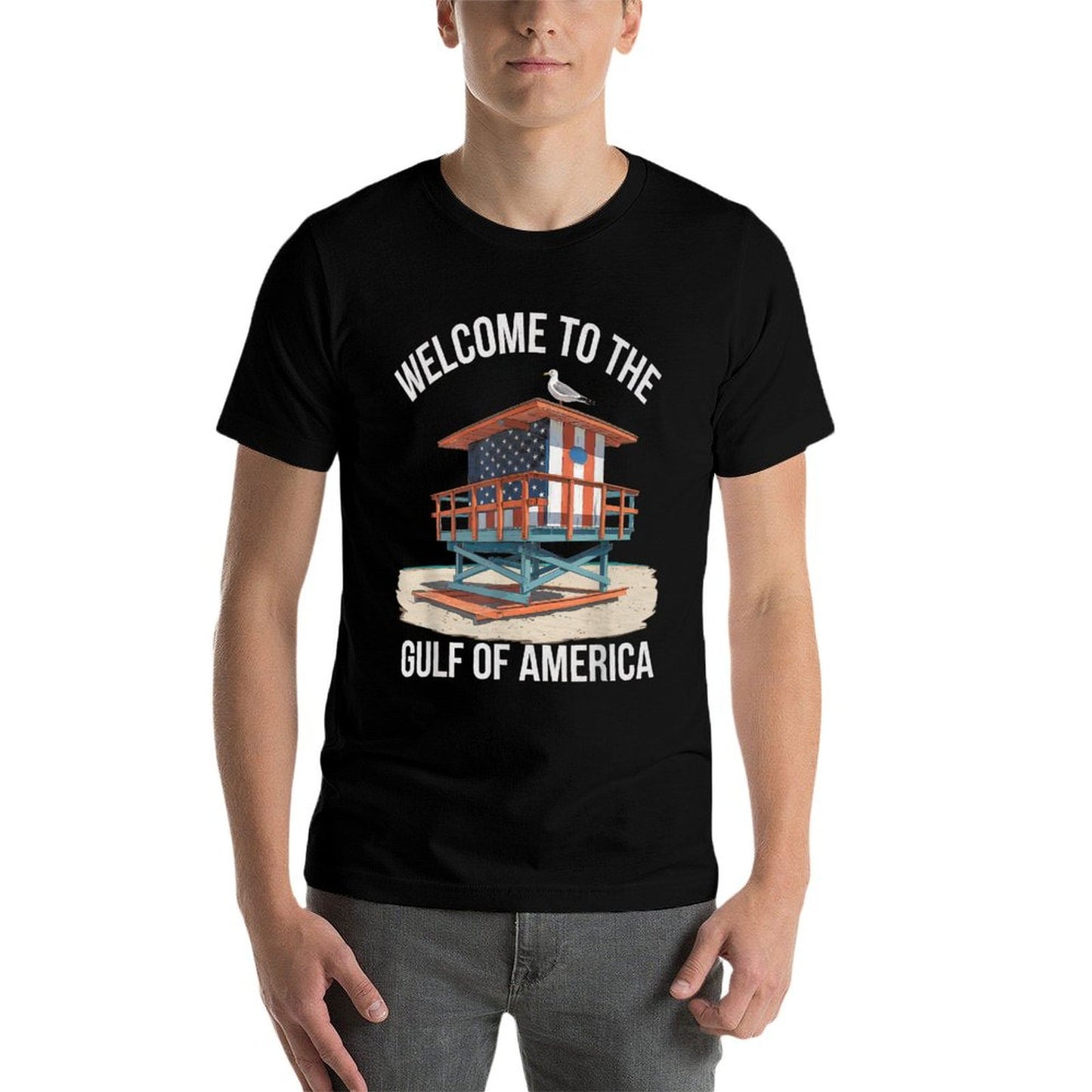 Gulf Of USA America Gift Men Women Flag Beach Eco-friendly Material T-Shirt