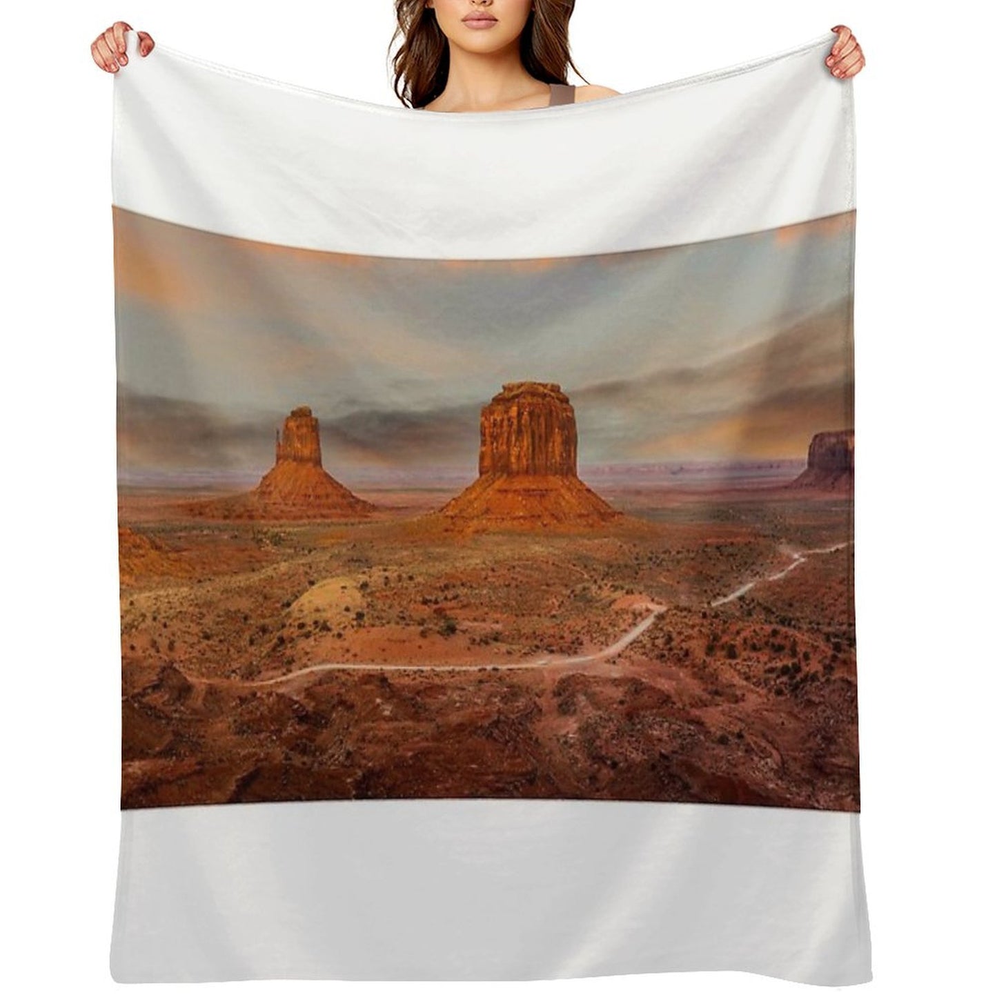 Monument Valley from John Wayne Point at Sunset All-season Throw Blanket