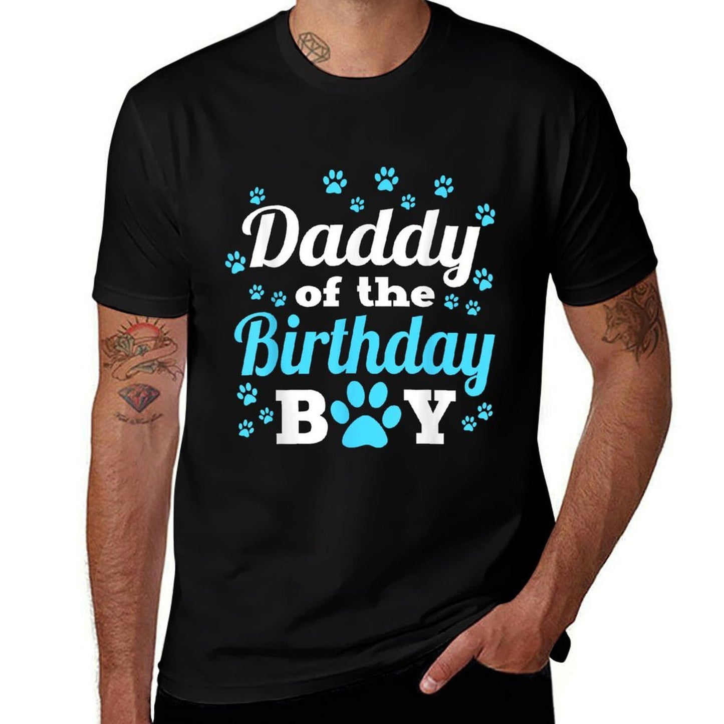 Daddy Of The Birthday Boy Dog Paw Bday Party Celebration  Vintage-inspired T-Shirt