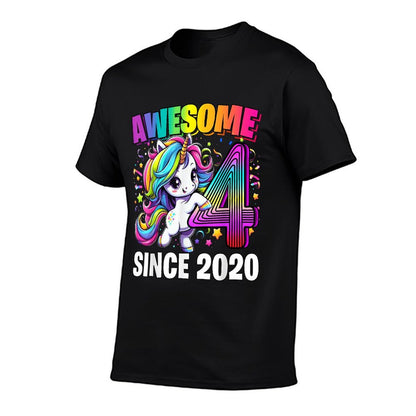 Unicorn 4th Birthday 4 Year Old Unicorn Party Girls Outfit  Easy-care T-Shirt