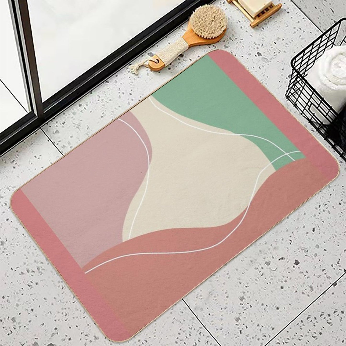 Abstract Geometric Wave Lines (Model 2)  Stain-Proof Bath Mat