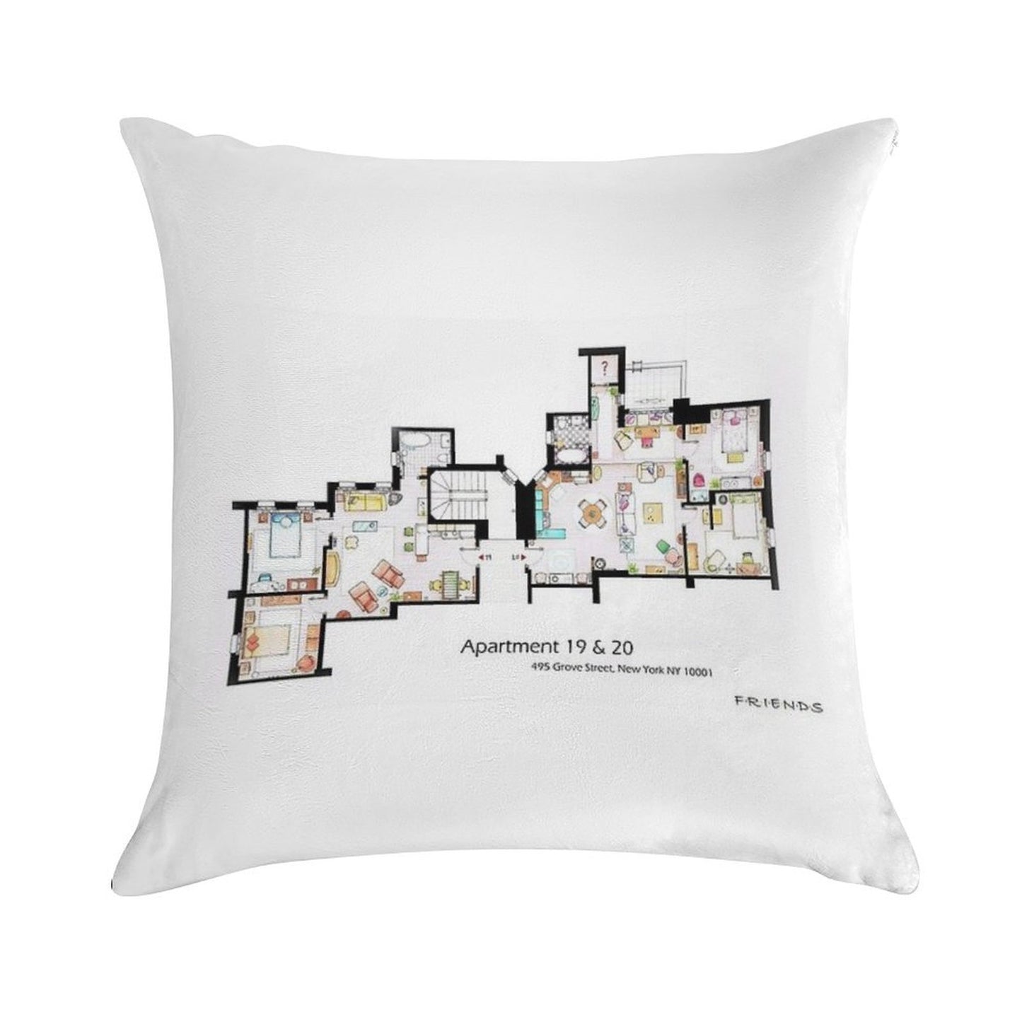 495 Grove Street, New York NY 10001 Soft Fade-Resistant Throw Pillow