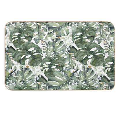 Watercercolor Monstera And Eucalyptus Botanical Garden Pattern Nightgarden  Repositionable Bath Mat