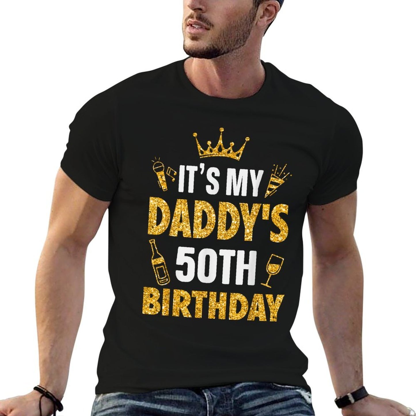 Father Papa It's My Daddy's 50th Birthday 1975 50 Years Old  Trendy Pattern T-Shirt
