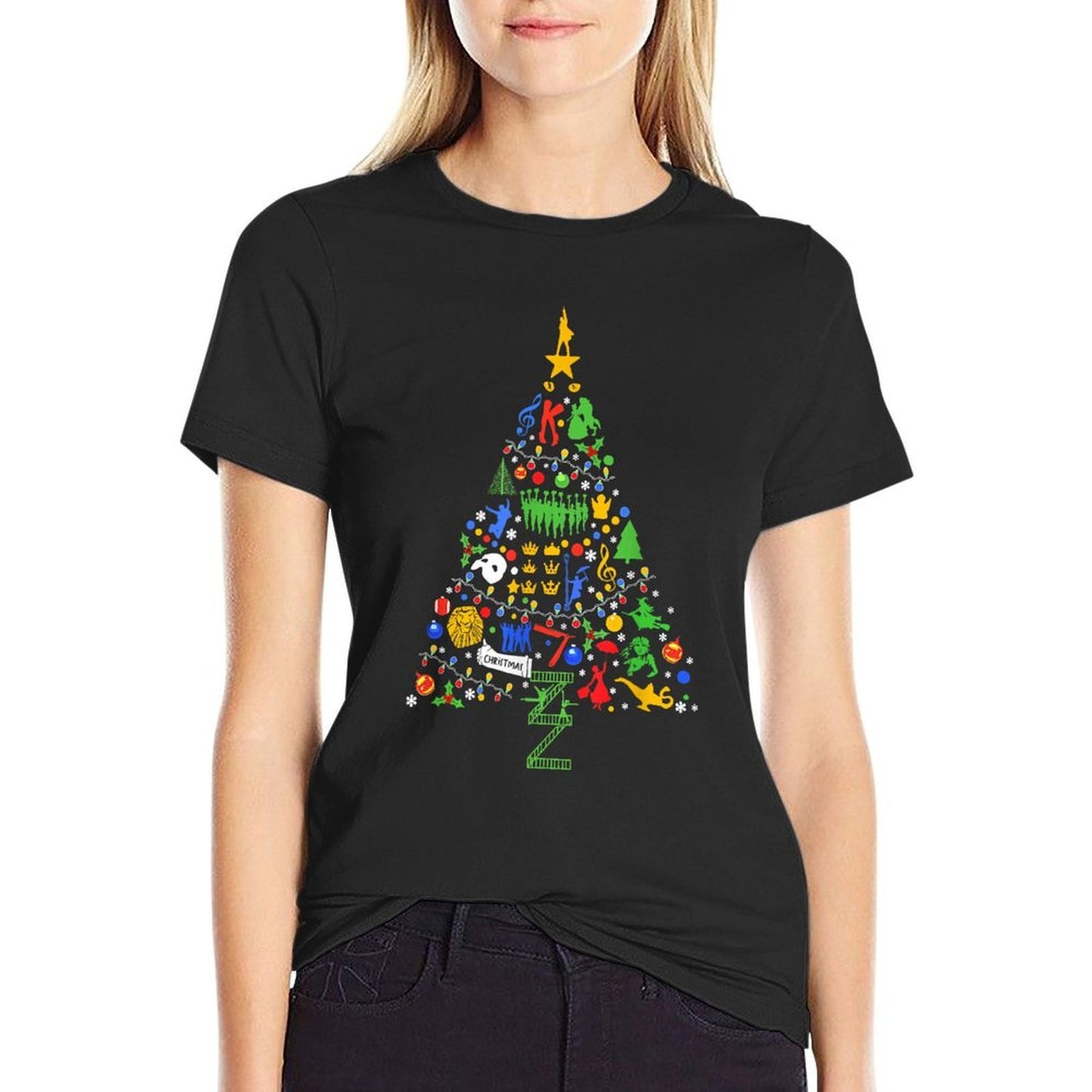 Broadway Christmas Tree Sweater Broadway Ugly Christmas  Cotton T-Shirt