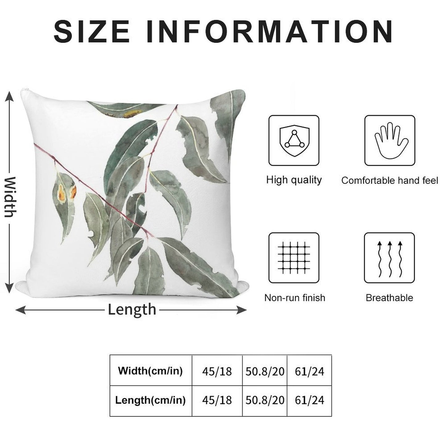 Gum Leaves Watercolour Australian Native Soft Anti-Pilling Throw Pillow