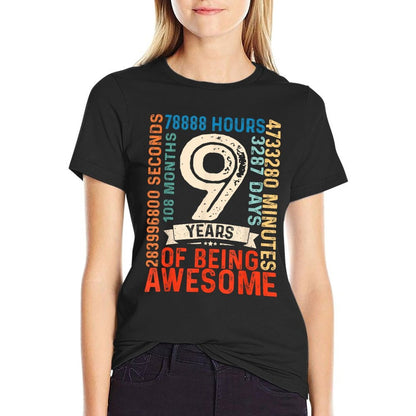 Nine 9yr Vintage 9th Birthday 9 Years Old Retro 108 Months  Classic T-Shirt
