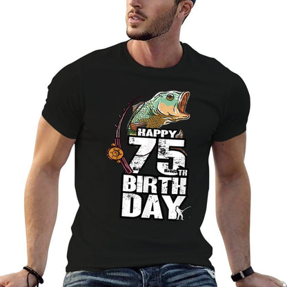 75 Years Old Fishing Fisherman Angler 75th Birthday  Oversized Silhouette T-Shirt